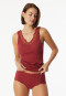 Midi panty fine rib needle out structure lace dark red - Revival Marie