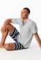 Schlafanzug kurz Knopfleiste Ringel hellgrau meliert - Casual Nightwear