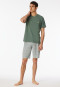 Pyjama korte v-hals palm kaki - 95/5