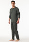 Long pyjamas with button placket dark green - Fine Interlock
