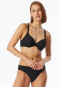 Bikini con strisce riciclate in jersey di conchiglia nero - Aqua
