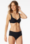 Bikini panty jersey recycled stripes black - aqua