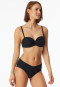 Bandeau bikini top with cup jersey recycled stripes black - aqua