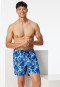 Swim trunks woven fabric recycled flowers multi-colored- Aqua