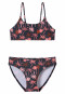 Bustier bikini recycled knitwear SPF40+ palm trees multicolor - aqua