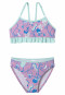 Bustier bikini recycled knitwear SPF40+ marine animals ruffles berry - aqua