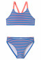 Bustier bikini recycled knitwear SPF40+ stripes aquarium - Aqua