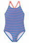 Swimsuit recycled knitwear SPF40+ stripes aqua - Aqua