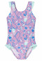 Swimsuit recycled knitwear SPF40+ marine animals ruffles berry - aqua
