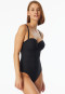 Swimsuit jersey recycled stripes black - aqua