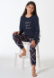 Schlafanzug lang Bündchen Karo nachtblau - Teens Nightwear
