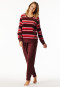 Lange pyjama van velours manchetten streepjes wijnrood - Comfort Nightwear