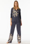 Lange pyjama v-hals bloemen grafiet - Comfort Interlock