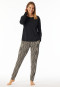 Lange pyjama manchetten Ginkgo zwart - Modern Nightwear