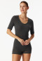 Shirt kurzarm V-Ausschnitt dunkelgrau-meliert - Premium Warming