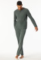 Pyjama long jacquard patte de boutonnage vert foncé - Modern Nightwear