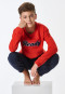 Schlafanzug lang Sweatware Bündchen rot - Teens Nightwear