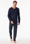 Lange pyjama nachtblauw geruit - Fine Interlock