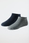 Chaussettes de sneakers pour homme Lot de 2 Coton Organic bleu nuit/gris chiné - 95/5