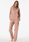 Pyjama lang geweven stof strepen terracotta - selected! premium