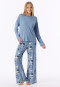Long Pyjamas, Coffee, Grey-Blue - Casual Fashion