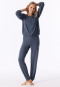 Long Pyjamas with Cuffs, Blue-Grey - Casual Fashion