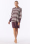 Camicia da notte a manica lunga a righe color cacao - Casual Nightwear
