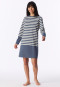 Camicia da notte a manica lunga a righe blu-grigio - Casual Nightwear