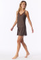 Short Pyjamas with Woven Fabric Lace Straps in Dark Brown - Modern Lace