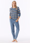 Long Pyjamas in Terry Towelling with Ribbed Cuffs, Stripes, Grey-Blue - Casual Essentials