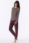 Schlafanzug lang Frottee Bündchen Ringel kakobraun - Casual Essentials