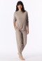 Long Pyjamas with Fine Ribs, Brown-Mottled - Selected! Premium Warming
