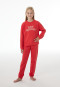 Lange pyjama van sweatshirtstof met manchetten, levendig rood - Nightwear
