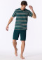 Schlafanzug kurz Ringel tiefseegrün - Casual Nightwear