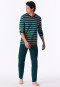 Schlafanzug lang Ringel tiefseegrün - Casual Nightwear