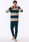 Pigiama lungo con polsini a righe, verde mare profondo - Casual Nightwear
