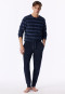 Schlafanzug lang Frottee Bündchen Ringel deep sea blue - Casual Nightwear