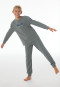 Schlafanzug lang Sweatware Bündchen salbei - Nightwear