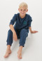 Schlafanzug lang Sweatware Bündchen Smiley deep blue - Nightwear