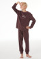 Lange pyjama van frottee met manchetten, cacaobruin - Nightwear