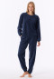 Lounge Set lang Velour Bündchen deep sea blue - Casual Velour