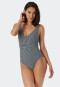 Badeanzug V-Ausschnitt Softcups Streifen dunkelblau - Ocean Dive