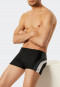 Retro swim trunks knitted fabric recycled side stripes black - Nautical Active