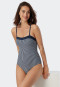 Maillot de bain bandeau bretelles variables bonnets souples rayures bleu foncé - Ocean Dive