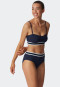 Bandeau bikini set soft pads variable straps midi bottoms ribbed look dark blue - Underwater