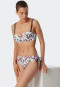 Bandeau Bügel-Bikini Softcups variable Träger Blumen Midi-Slip verstellbare Seiten mehrfarbig - Deep Sea