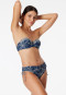 Bandeau underwire bikini soft cups variable straps midi briefs adjustable sides blue patterned - Ocean Swim