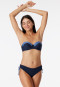 Bandeau beugel bikini soft cups variabele bandjes midi slip verstelbare zijkanten nachtblauw - Ocean Swim