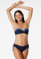 Bikini a fascia con ferretto coppe morbide spalline variabili slip midi lati regolabili blu notte - Ocean Swim