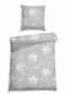 Parure de lit 2 pièces, flocons de neige, gris à motifs - flanelle castor